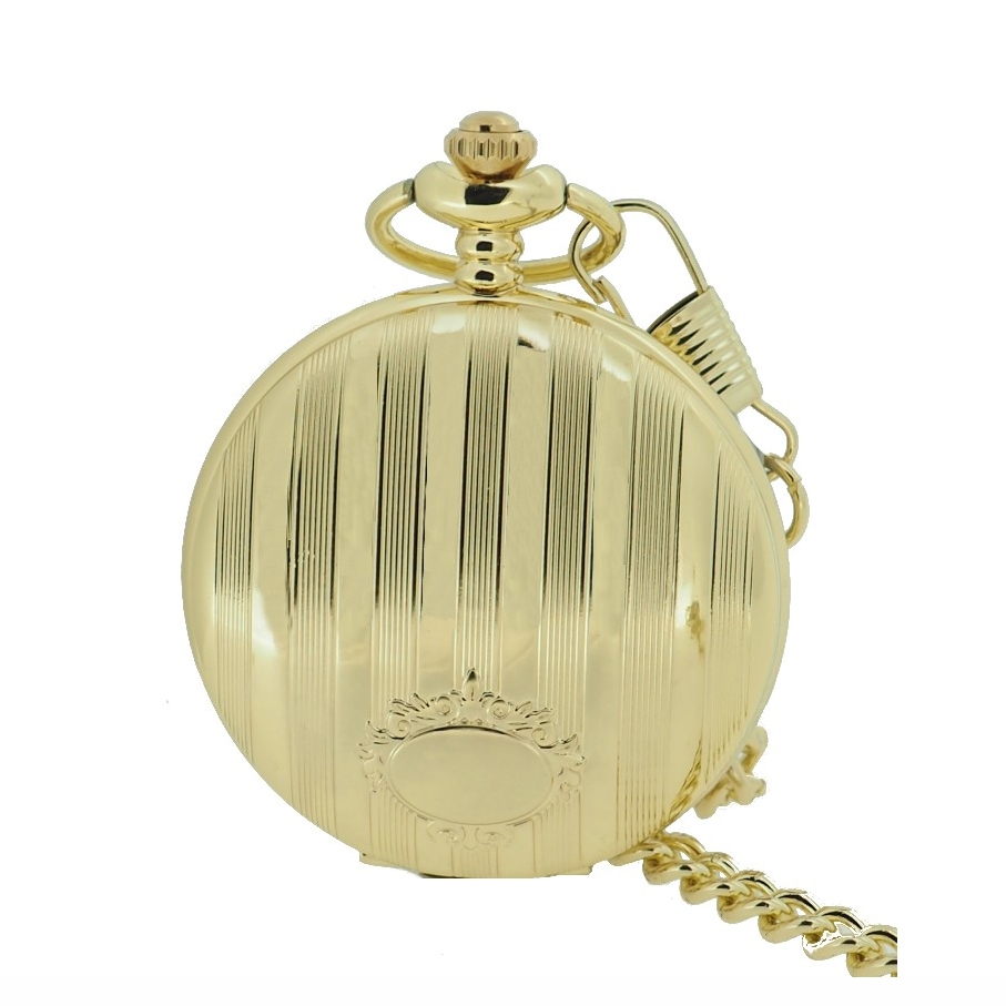 Initial Unisex Pocket Watch With Chain PW002 Gold