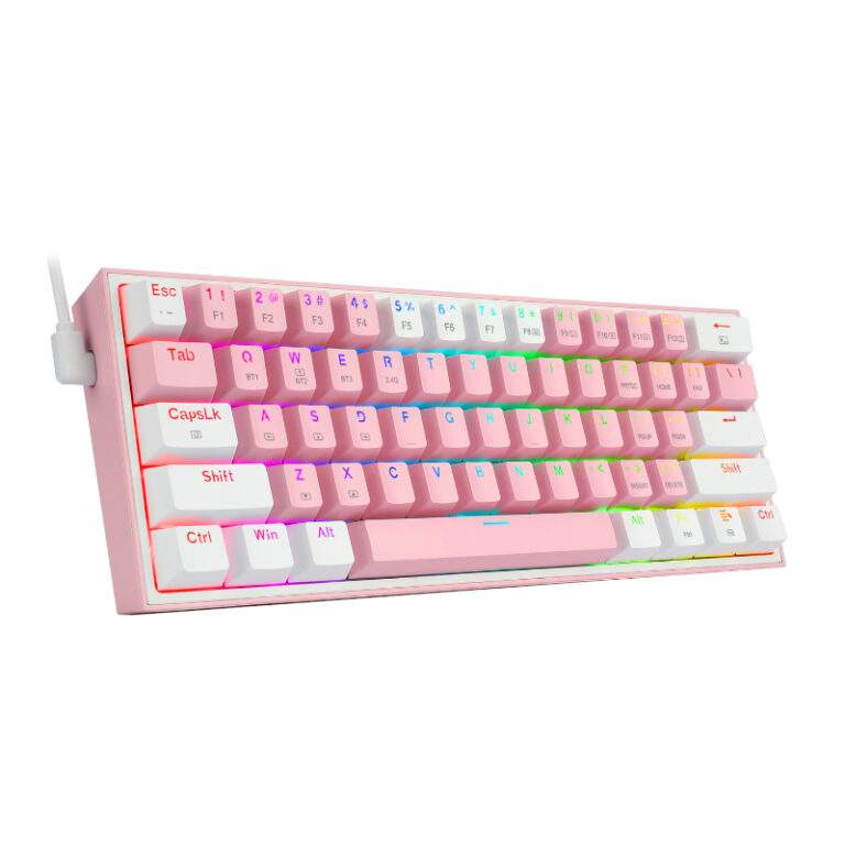 REDRAGON FIZZ PRO RGB 61 KEY Mechancal Wireless Gaming Keyboard – Pink/White