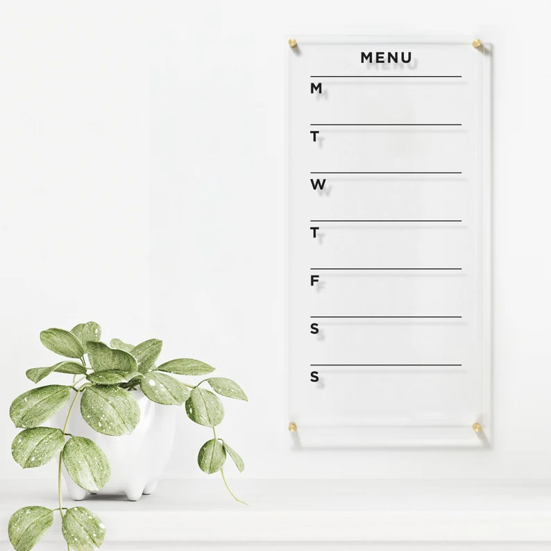 Acrylic Dry Wipe wall menu in different sizes 35 cm 52 cm and down