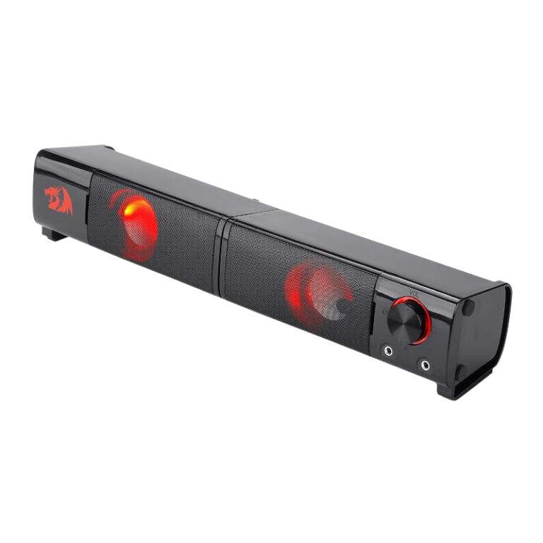 REDRAGON 2.0 Sound Bar ORPHEUS 2x3W 3.5mm RED LED Gaming Speaker – Black