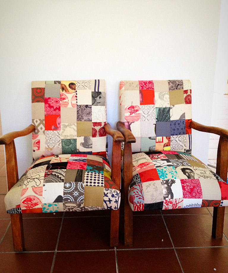 Patch-work Armchairs Designed by Customer and Upholstered by Us