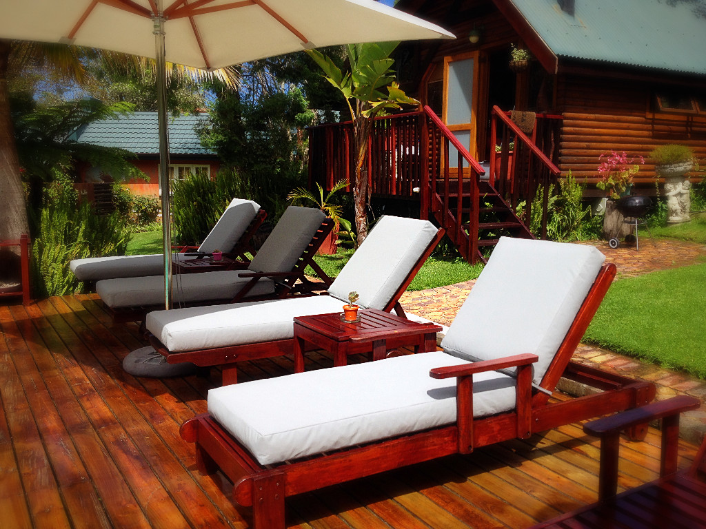 Loungers in a white outdoor fabric for local guesthouse