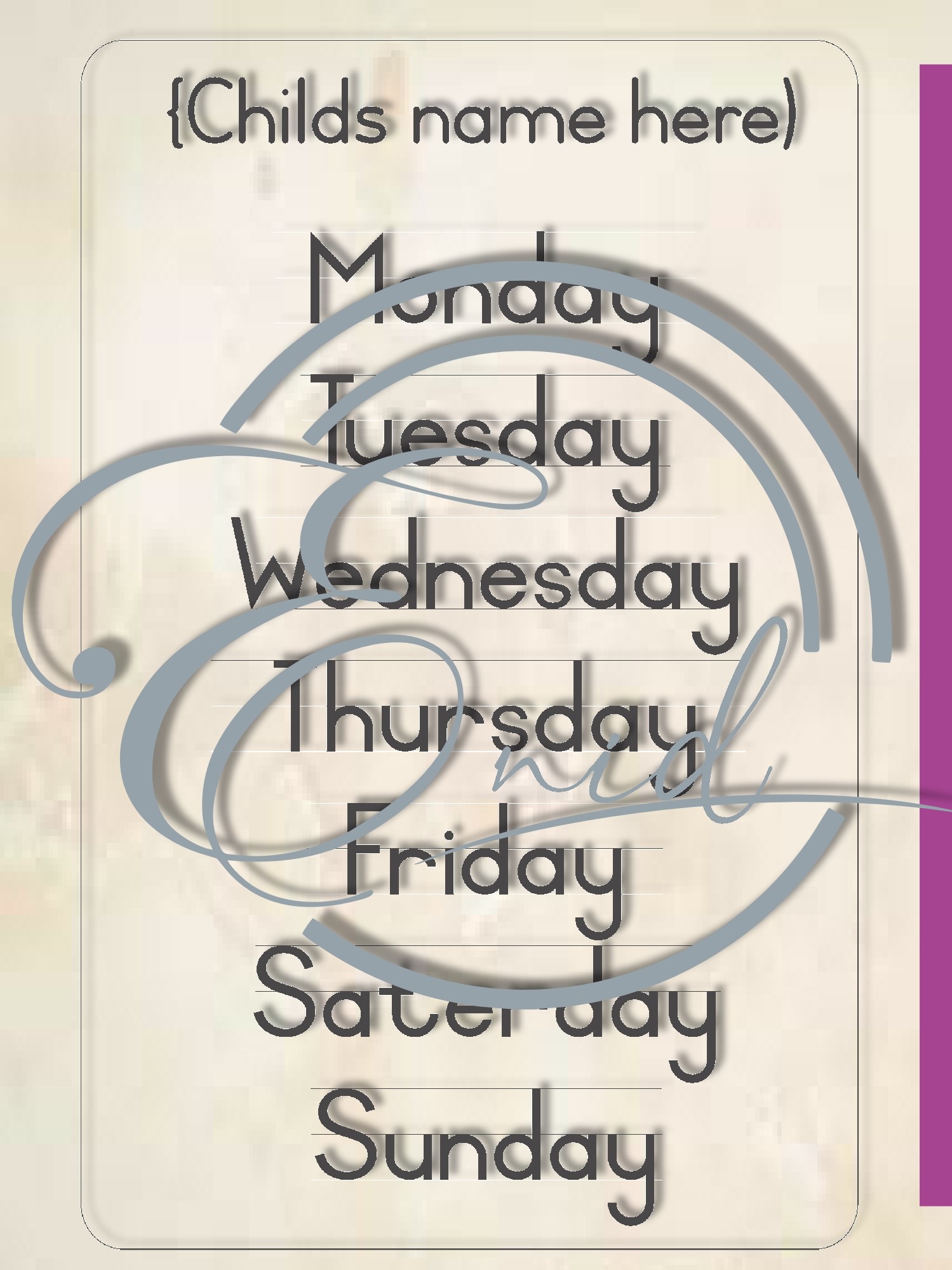 Day of the Week Tablet bilingual