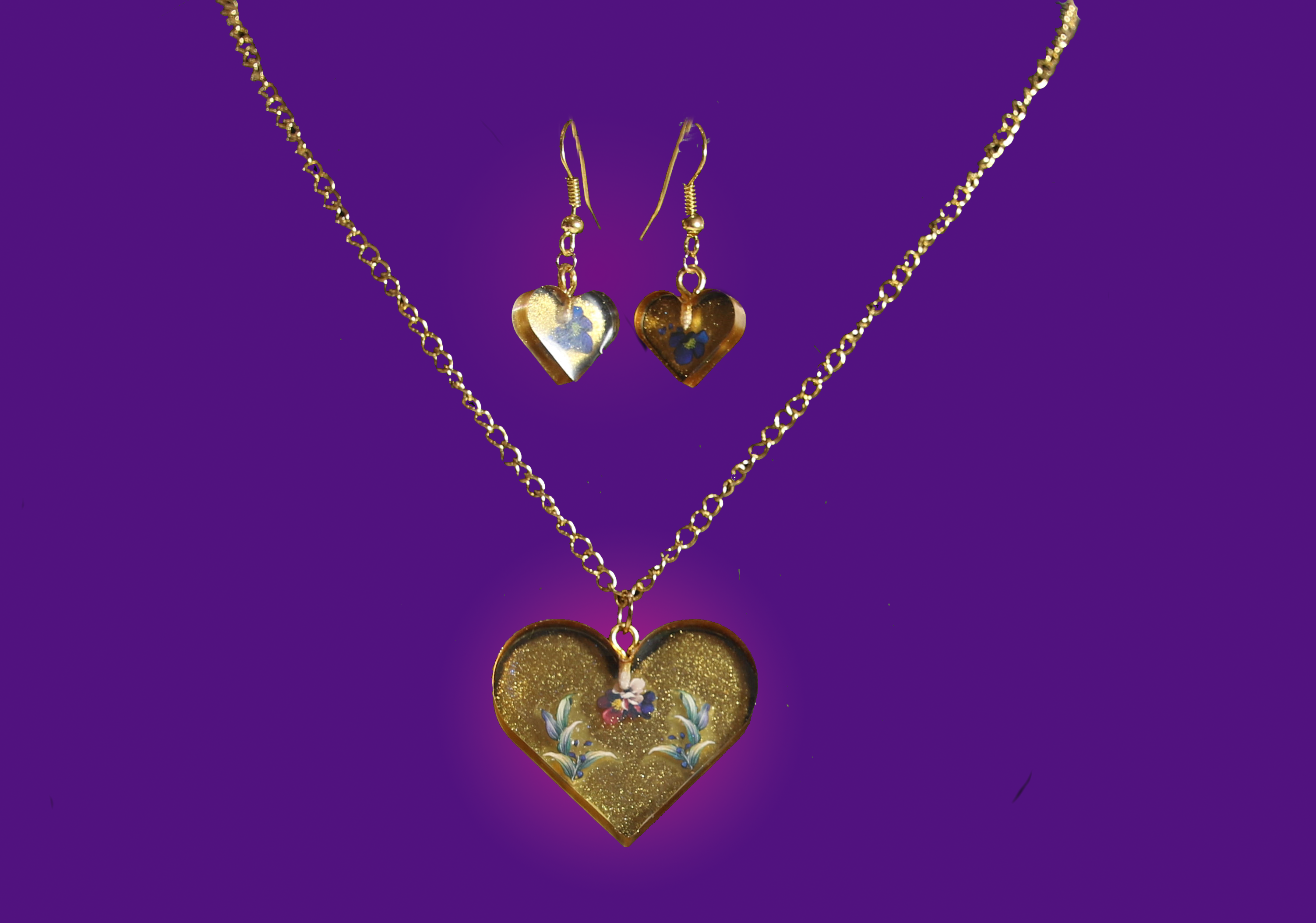 Gold Heart with Matching Earring Set