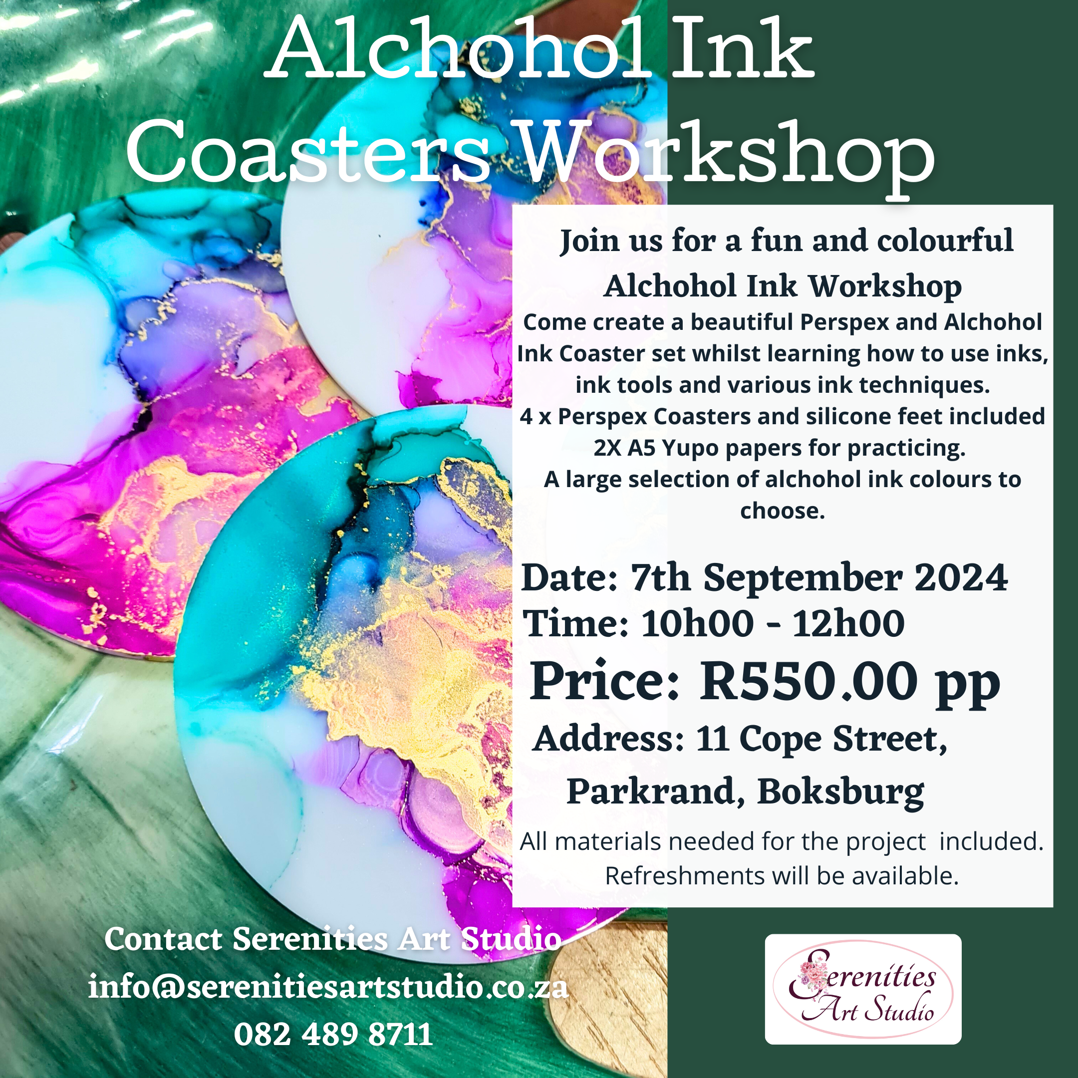 Alchohol Ink Coasters Workshop