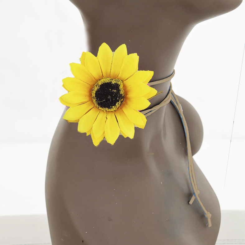 Flower wrap-choker-necklace - Sunflower