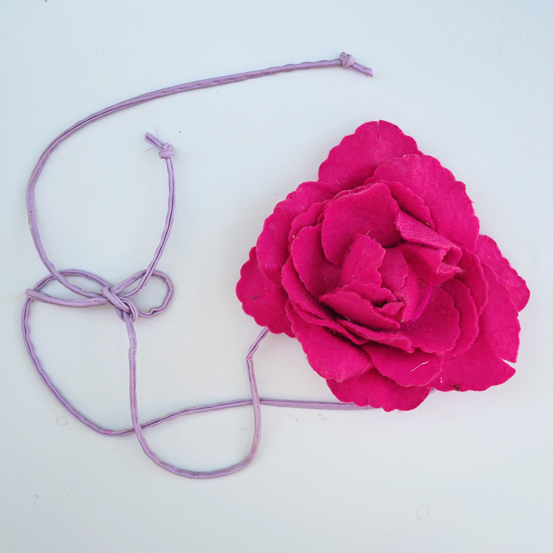 Flower wrap-choker-necklace - Pink Rosette