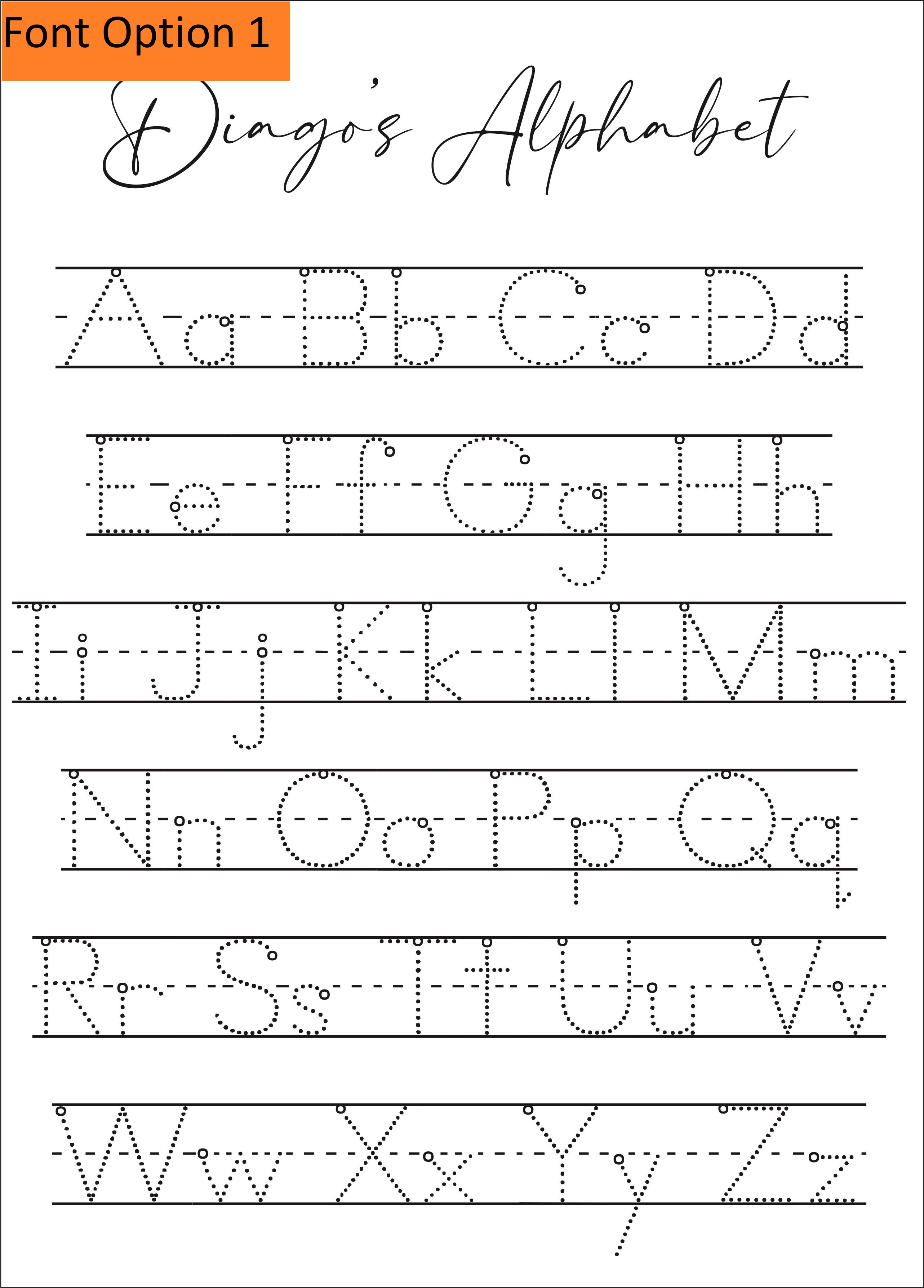 Dotted ABC's Tablet in different sizes and fonts