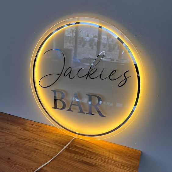 Round acrylic sign board 2 colour with light