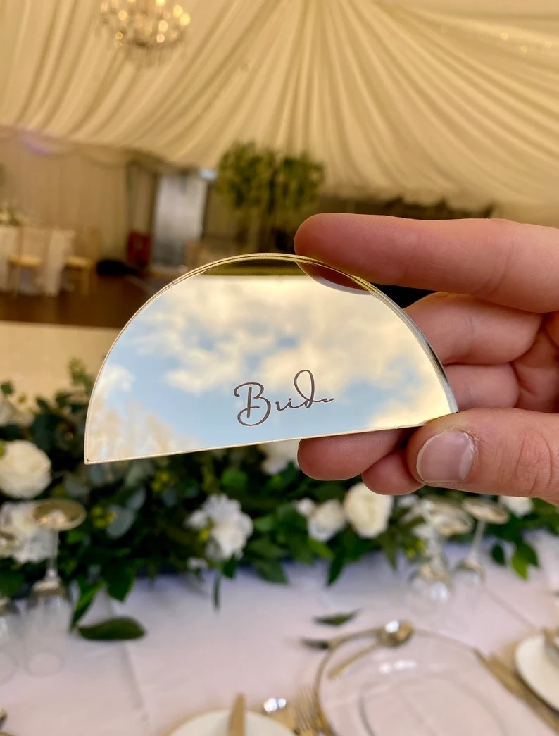Half Moon Place Name disk 8 cm x 4 cm high in different colours