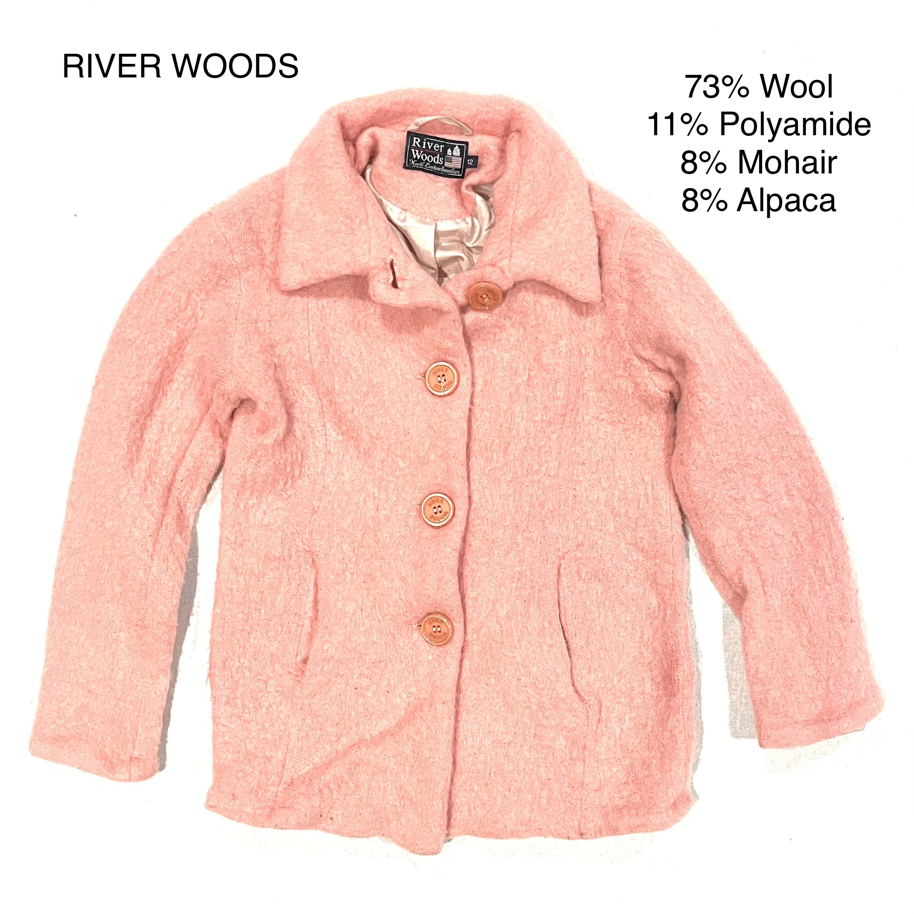 KIDS River Woods Pink Wool Blend Coat