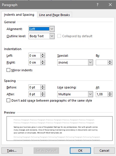 Creating Consistent Documents Using Microsoft Word Templates - Spacingjpg