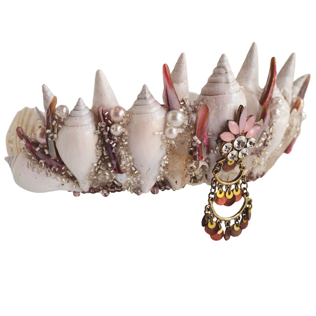 Mermaid Shell Crown - White and Pink