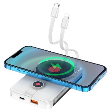 Power bank “J92 Path” wireless charging + built-in cables 10000mAh