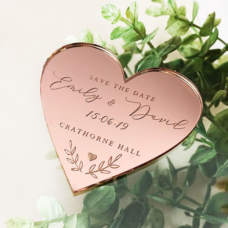 2242 Save the date or Thank you tag Heart Mirror