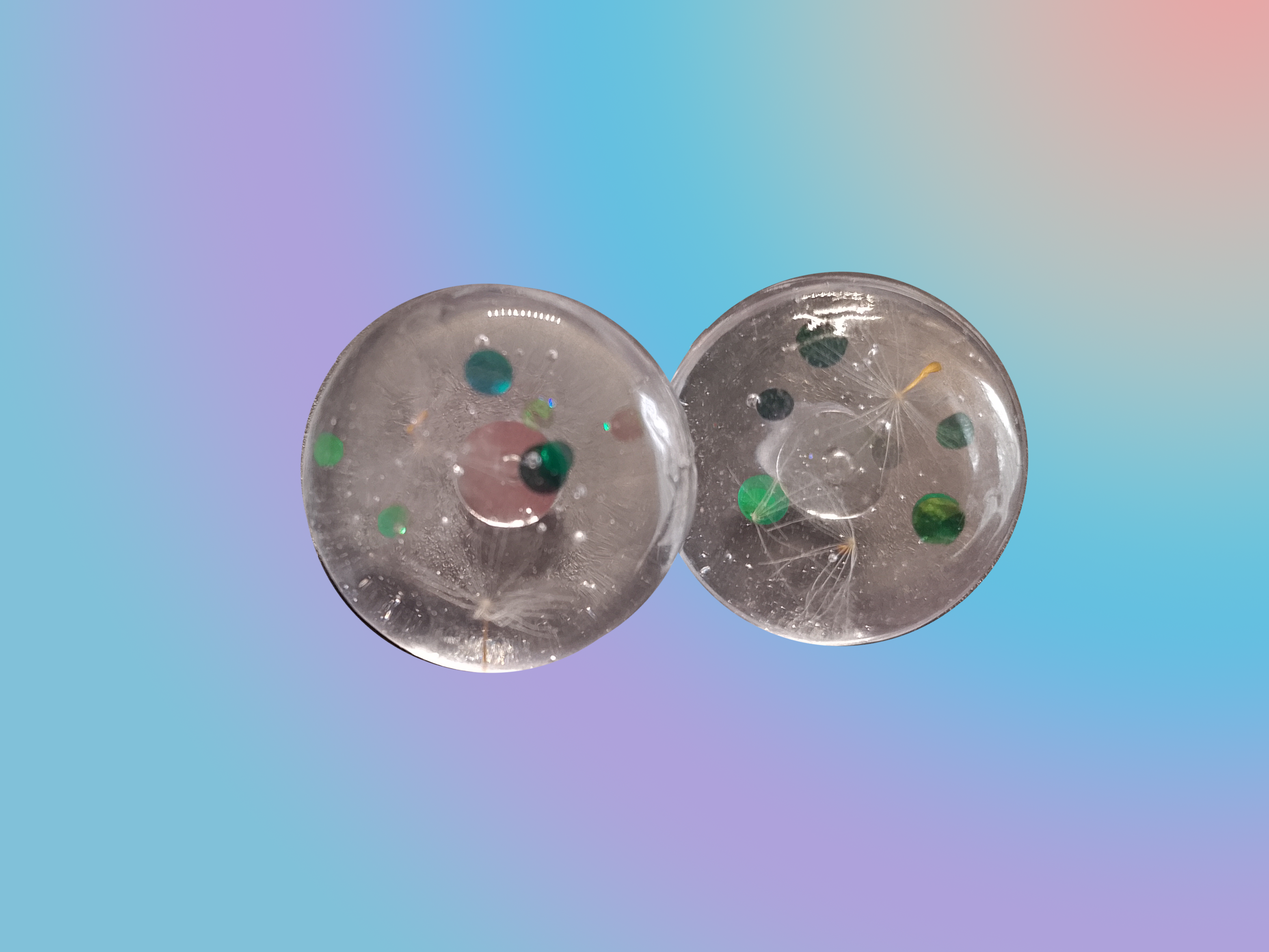 Polka Dot and Dandelion Seed Round Earrings