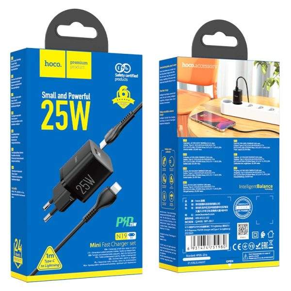 Hoco N19 Rigorous PD25W EU set with cable Black