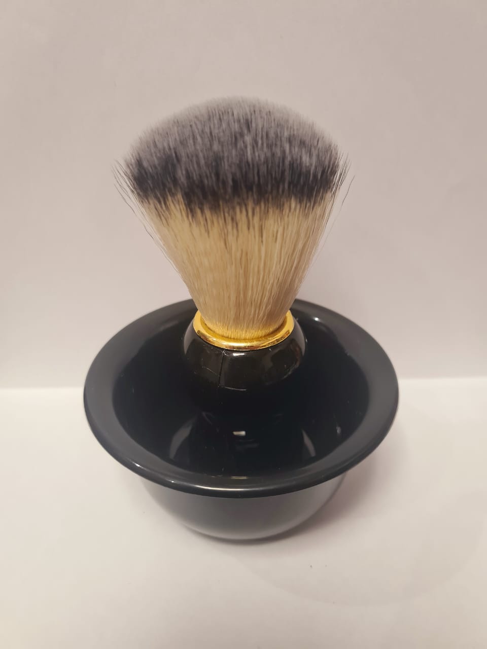 2pc Black Shaving lather bowl and brush set