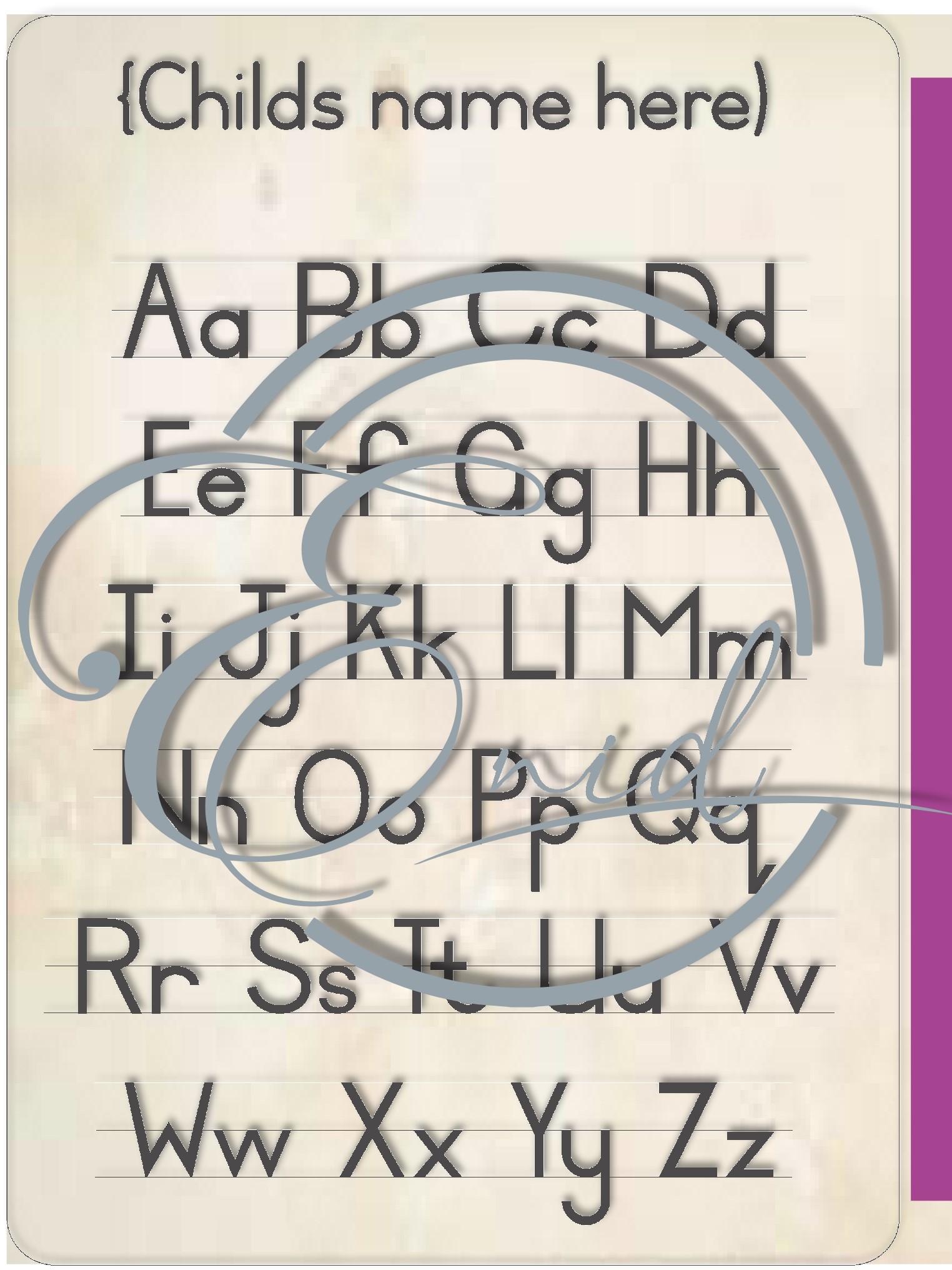 Dotted ABC's Tablet in different fonts