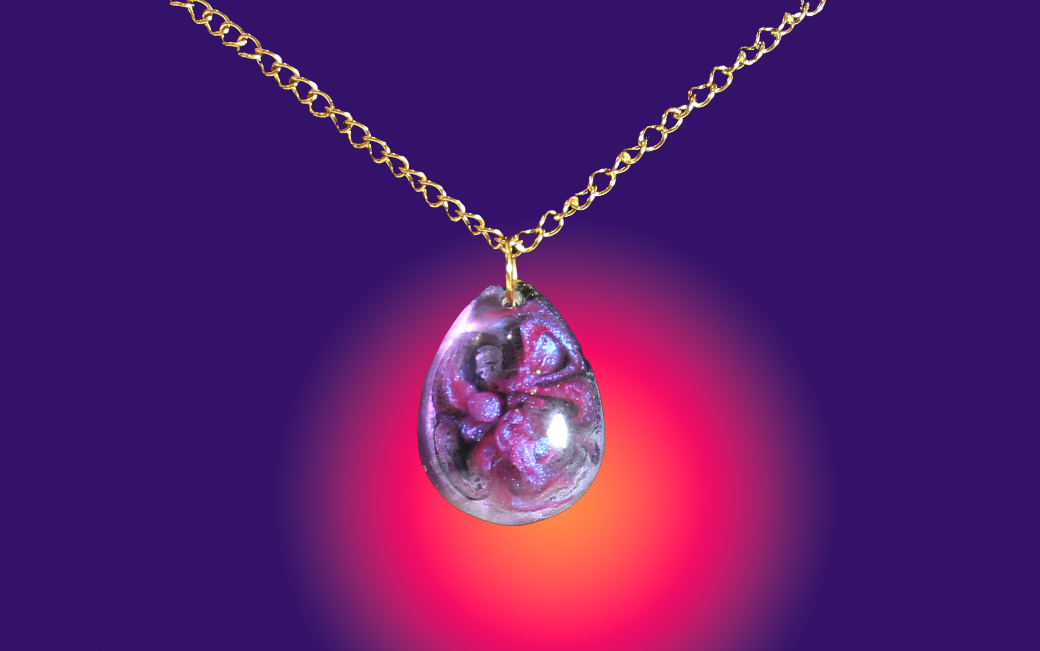 Purple and Pink Swirl Teardrop Necklace