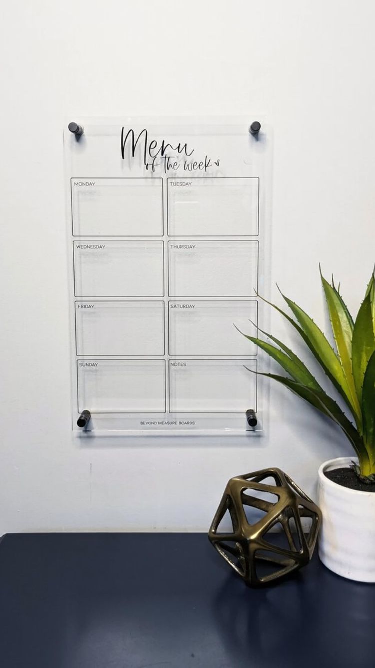 Acrylic Dry Wipe wall menu in different sizes