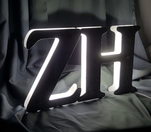 Acrylic Mirror Letters / Word cut out, mounted on a Clear backing with Lights