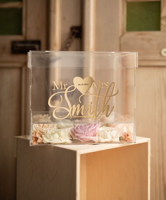 Gift Card Box Clear Acrylic with extra bottom for decor in different sizes