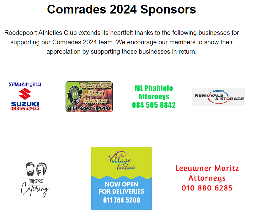 Comrades 2024 Sponsors
