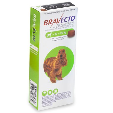 Bravecto 10kg  to 20kg was R390 now R290