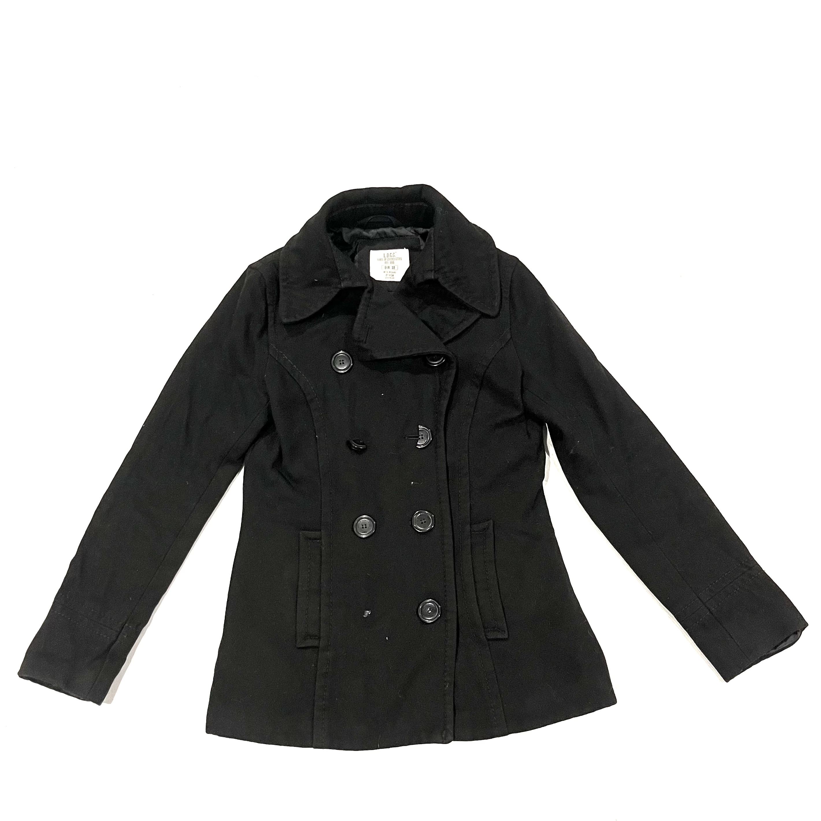 LADIES H&M Black Melton Coat