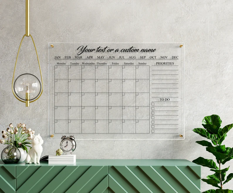 Acrylic Dry Wipe wall planners in different sizes (rectangular horizontal)
