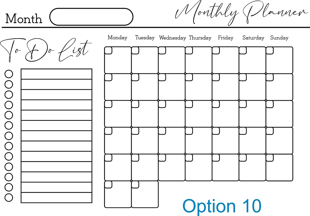 Acrylic Dry Wipe wall planners in different sizes (rectangular horizontal)
