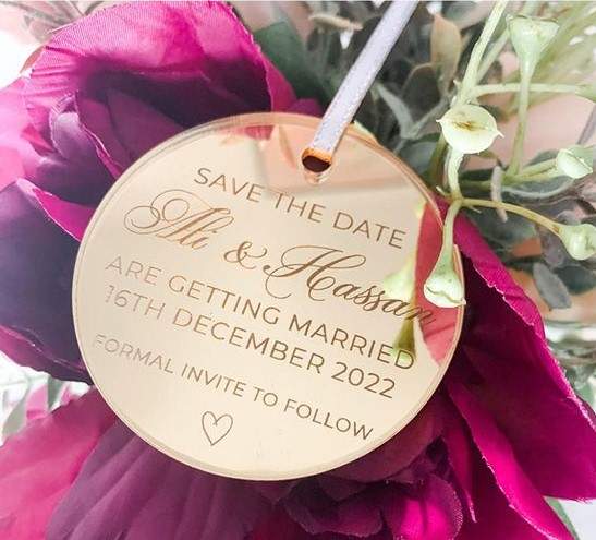 2024 Save the date or Thank You tag Round Mirror
