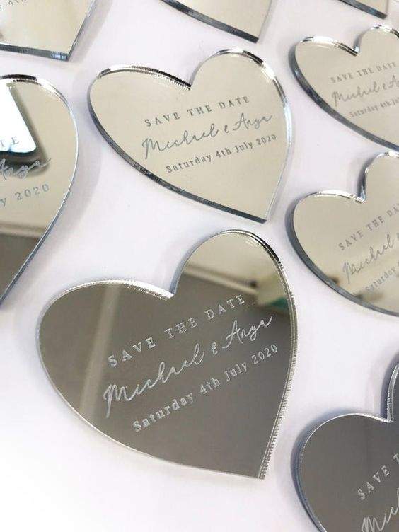 Save the date or Thank you tag Heart Mirror