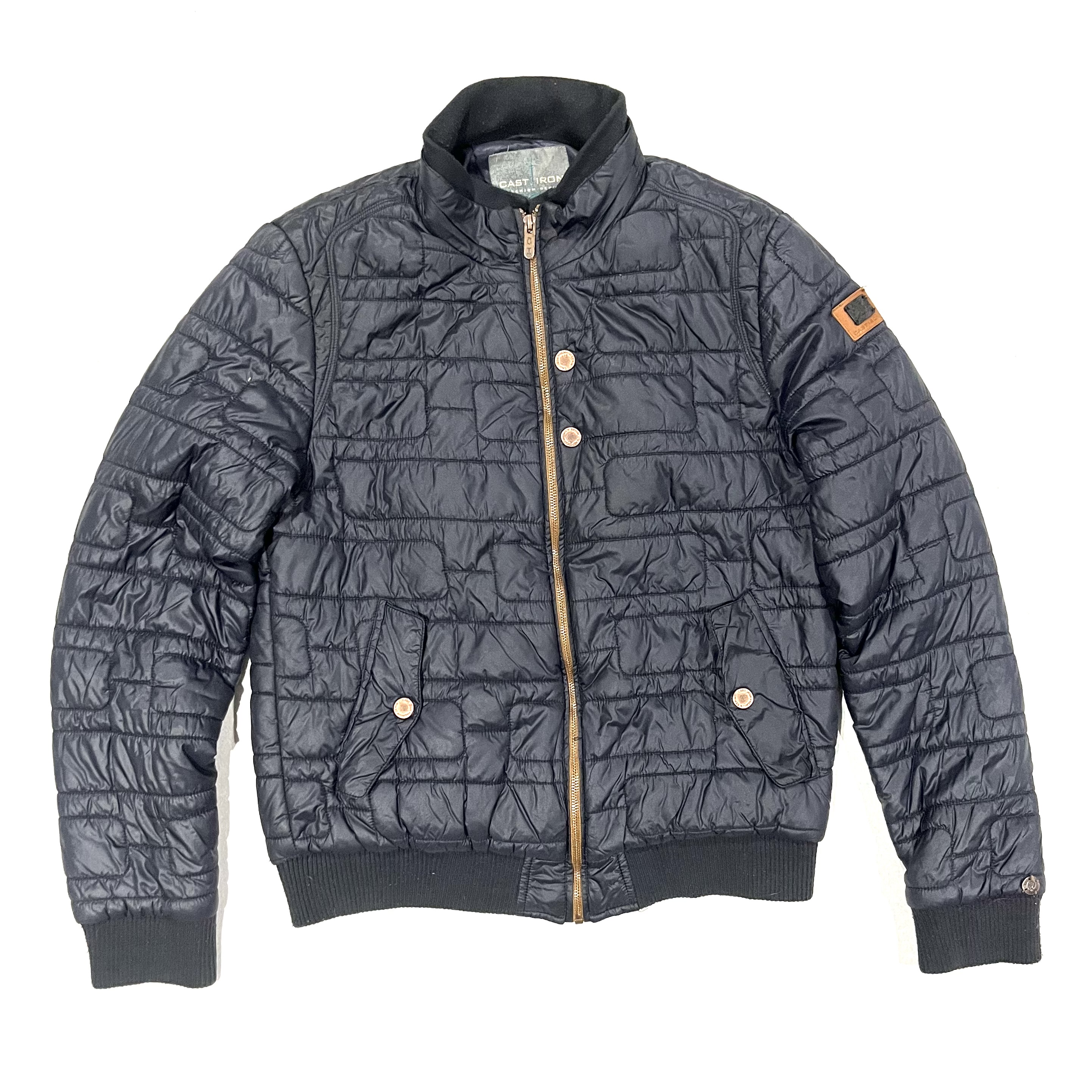 LADIES Cast Iron Premium Denim Navy Puffer Jacket