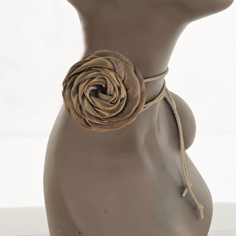 Flower wrap-choker-necklace - Gold Rosette